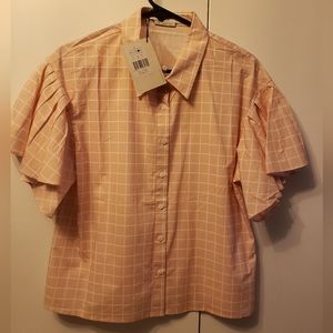 Love Bonito Womens Pink Flared Short Sleeves Top Size 8